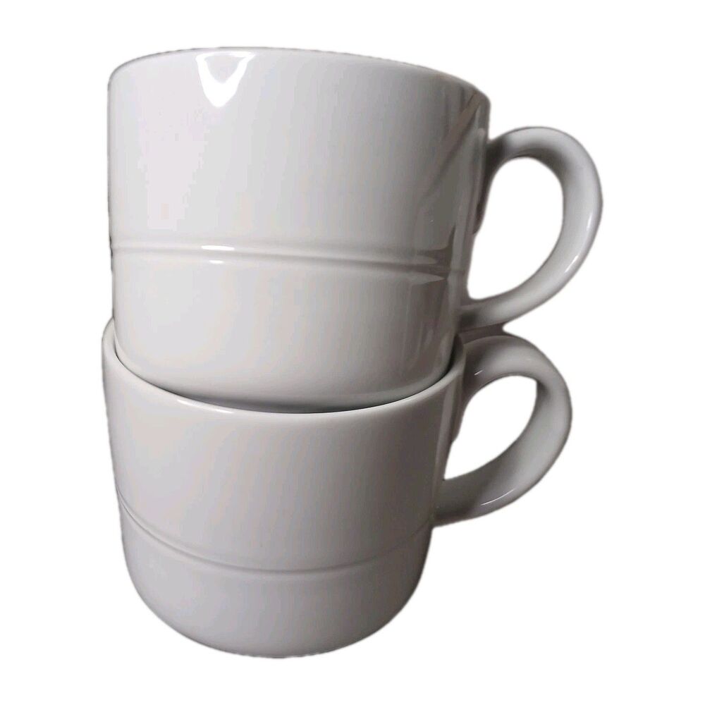 2 Crate & Barrel Aaron Probyn White Coffee Mugs Tea Cups Preowned But Unused